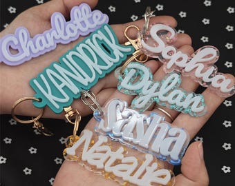 Personalized Acrylic Name Keychain, Name Tag for Backpack Personalized Gift, 3D Name Keyachains