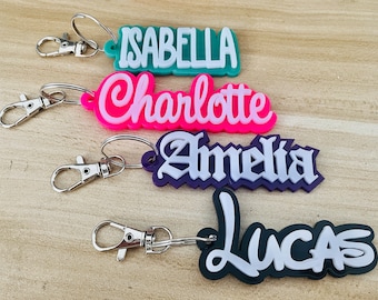 Personalized  Name Keychain, Wallet Tag, Acrylic Name Tag, Backpack Name Tag, Luggage Tag, Diaper Bag, Lunchbox Name Tag, Christmas Gift