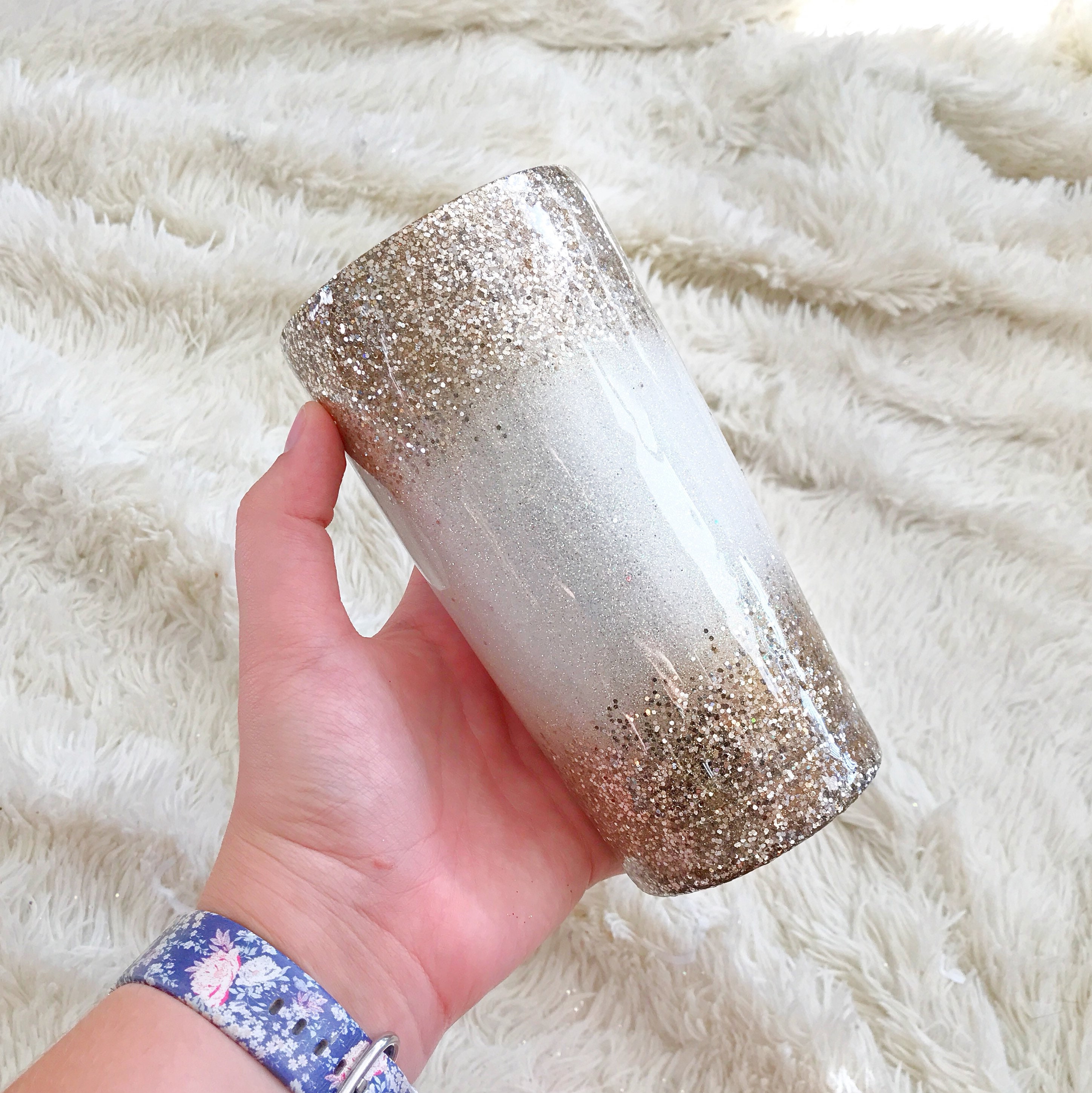 CHAMPAGNE White & Gold Tumbler Customized Stainless Steel Etsy