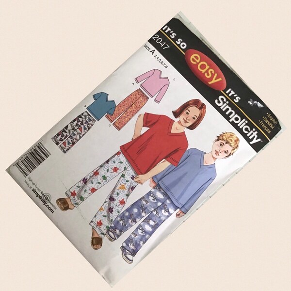 Simplicity Sewing Pattern, Children’s Pyjamas, 3-8 yesrs