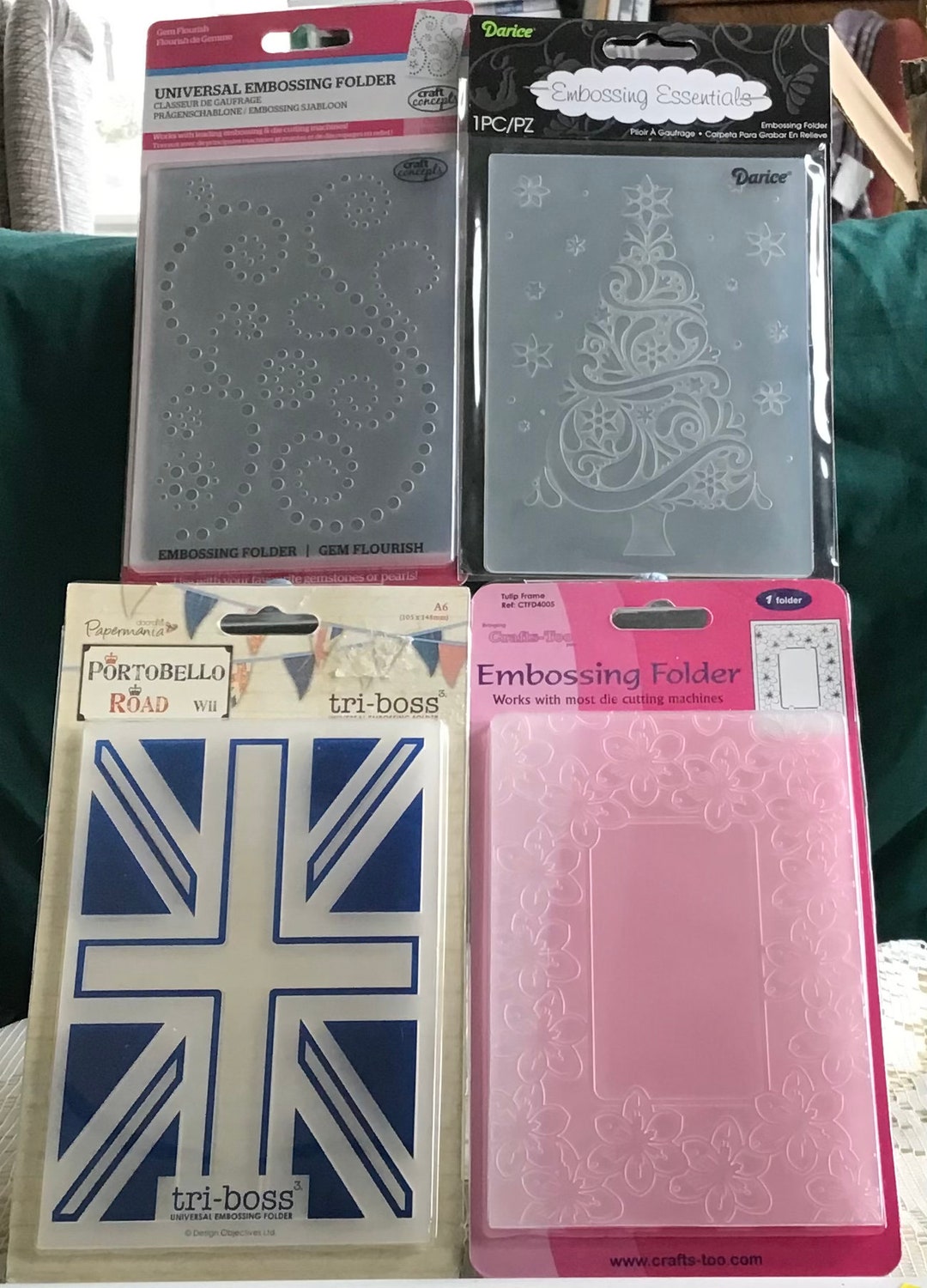 Embossing Folders Christmas Tree Frame Union Jack Gem Etsy UK