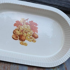 Vintage Off White, Fall/Autumn Oval Platter, Walnut,Grape Pattern,Crockery, Inc.Treasure Craft - Cream/Orange/brown/harvest/serving/party