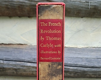 The French Revolution: A History by Thomas Carlyle, 1956. Lots of black and white water color illustrations/Bastille/constitution/guillotine