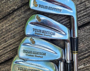 Spalding Registered Tour Edition Bird on Ball Irons- 2, 4, 8, PW Pitching Wedge- Vintage Retro Golf Clubs- Rh- Stiff Flex Steel Shaft-CUSTOM