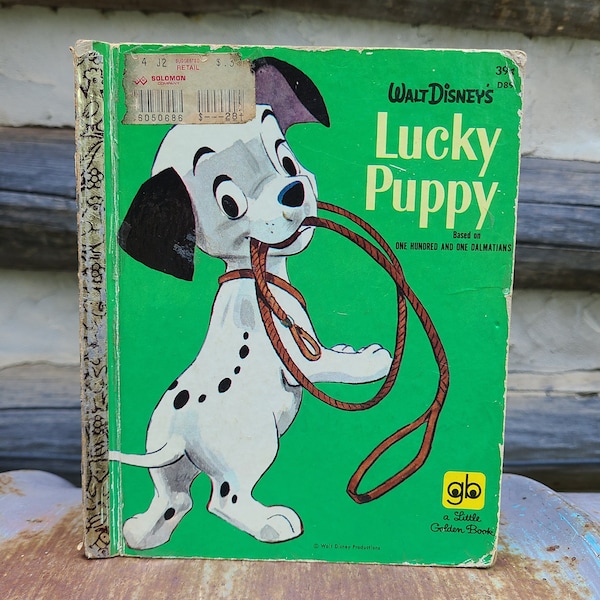 Lucky Puppy/101 Dalmations/Vintage/Books/Disney/Little Golden Books/Childrens Books/1970s/Kids Books/Illustrated/Old/Classic/Dogs/Green/Walt