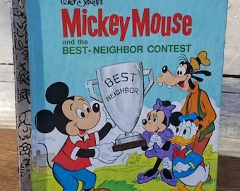 Disney Little Golden Books/Walt Disney's Mickey Mouse & the Best Neighbor Contest, Little Golden Book/1970's/Children's Books/Kids/Vintage