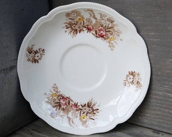 Johnson Brothers Saucers, English Gardens pattern --  England/Brown/Multicolored/Plates/Vintage/China/garden/Replacement/Kitchen/dishes