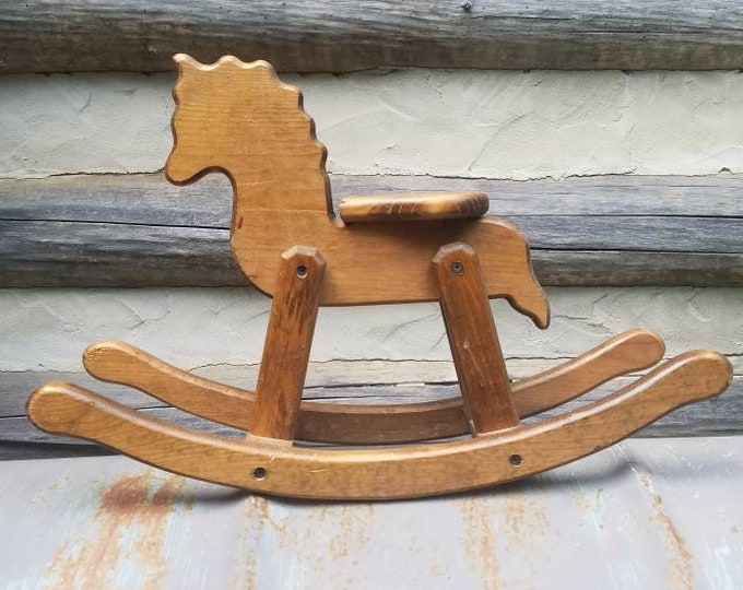 Table Top Brown Wood Rocking Horse Etsy