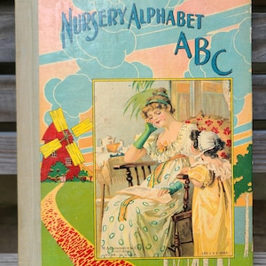 Nursery Alphabet ABC, Children&#39;s Illustrated Antique Book-Profusely illustrated, very vintage looking pictures/black and white/primer words