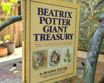 1984- Beatrix Potter Giant Treasury- Miss Moppet, Tom Kitten, Jemima Paddle Duck, Fierce Bad Rabbit- vintage illustrated childrens books