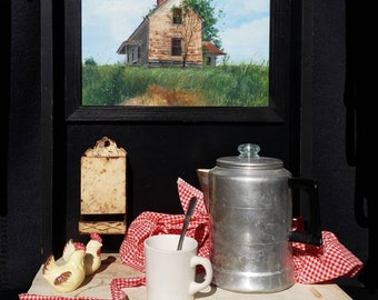 Sunday Dinner-Appalachian Art/Artists/Nikki Edwards/North Carolina/South/Southern/Shadow Boxes/Original Art/Oil Paintings/Stories/Culture