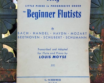 1958 Beginner Flute Sheet Music/Vintage/1950s/Forty Little Pieces in Progressive Order for Beginner Flutists/Classic/Classical/For Flute/Old