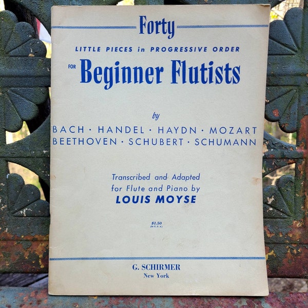 1958 Beginner Flute Sheet Music/Vintage/1950s/Forty Little Pieces in Progressive Order for Beginner Flutists/Classic/Classical/For Flute/Old