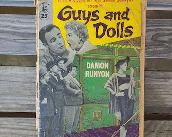 1955, 1st Print- Guys and Dolls, by David Runyon- Classic Pop Literature, Short Stories, 1930s 1940s New York, Broadway Musicals- worn