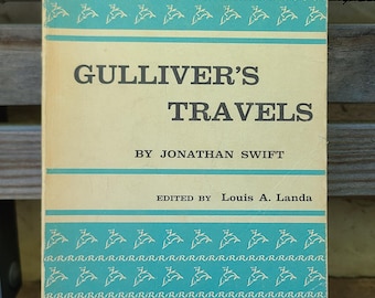 1960- Gulliver's Travels- Johnathan Swift- 1960s Vintage Books, Classic Books, Adventure- Riverside Editions, Paperback- Blue/White