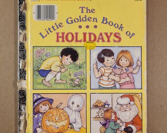 c. 1985- The Little Golden Book of Holidays, by Jean Lewis- Illustrated- 1980s Vintage Childrens Books- Little Golden Books