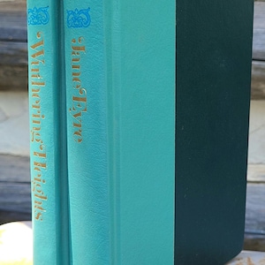 Wuthering Heights by Emily Bronte and Jane Eyre from Charlotte Bronte - Green/black/classic hardcover vintage book set/classics/literature
