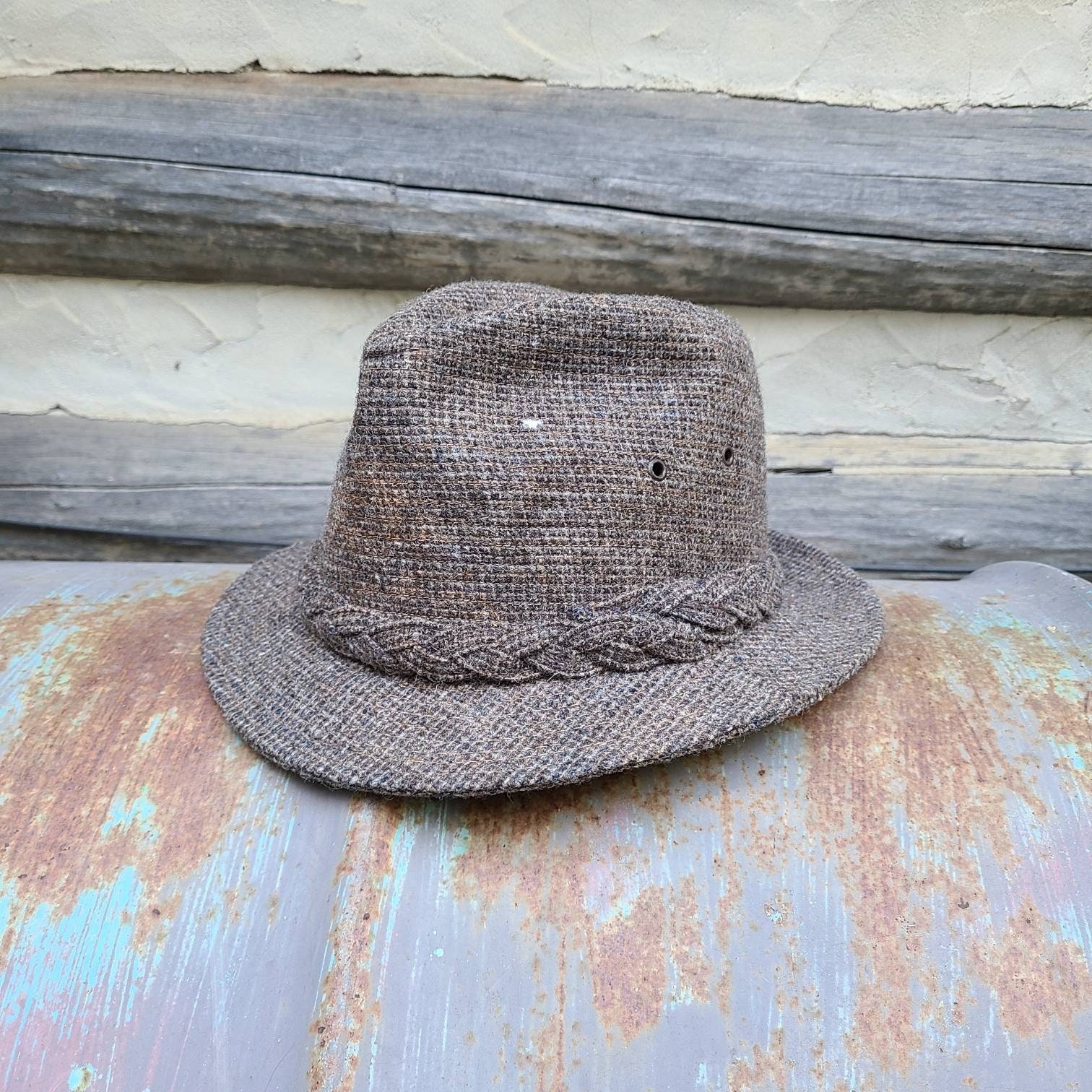 Vintage Brown Wool Hat Kangol Design size S 100 Wool fedora Mens