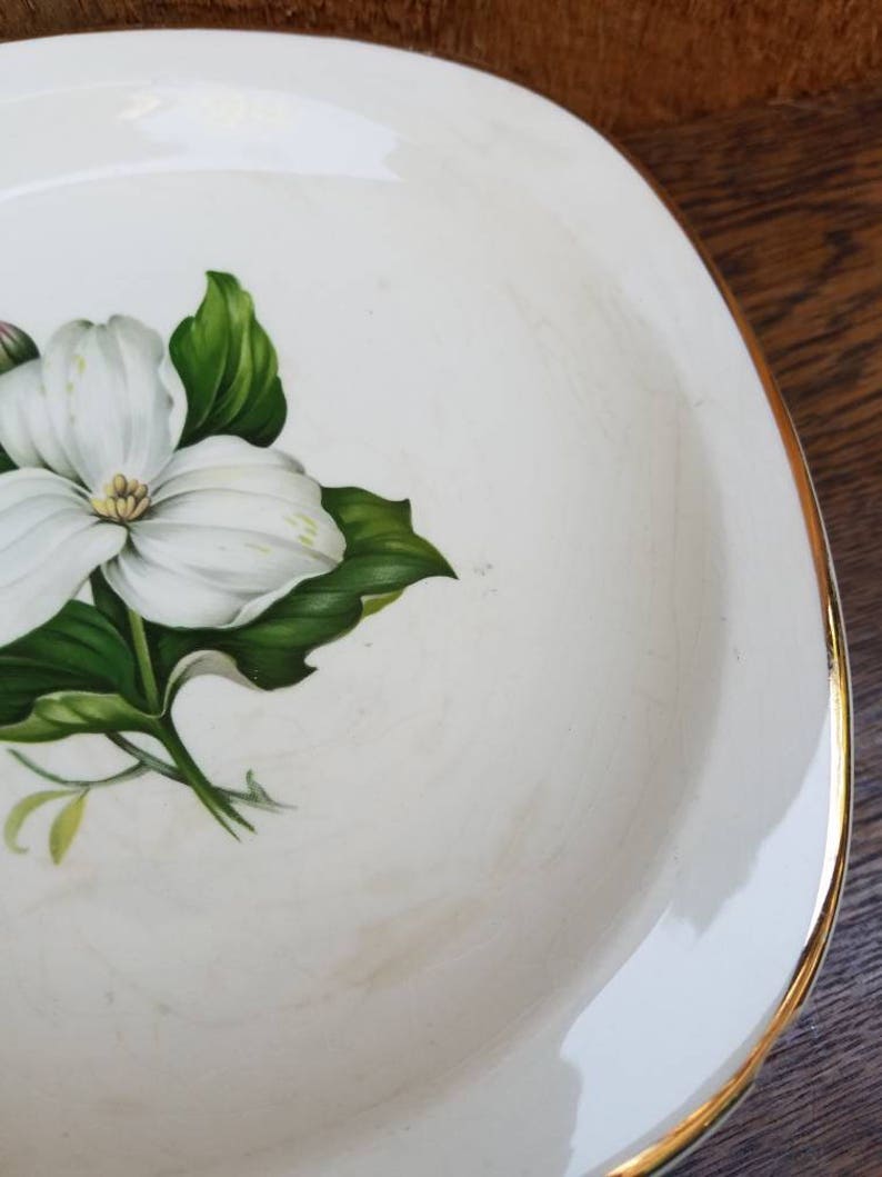 Glamour Pattern Plate Dogwood look 1940/'s Trillium White /& 22k Gold American Limoges China CoSalad PlateVintageFlowerOlddishesdish