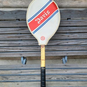 R K Mizuno/Davis Cover/Vintage Wooden Tennis Racket/Wood/Wilson Tennis Rackets/Mid Century/1950s/1960s/Sports Equipment/Decorations/Decor