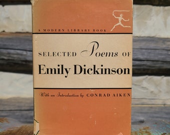 Selected Poems of Emily Dickinson/Modern Library/Hardcover/1960's Vintage Books/Classics/Pink Peach Colored Dust Jacket/25/Poetry Books