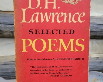 Selected Poems of D H Lawrence/1966/Vintage Poetry Books/Paperback/Books/Classics/Compass Books/48/1960s/60s/Mid Century/Bookshelf Decor
