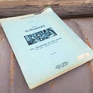 Franz Schubert-Shepard on the Rock/Vintage Sheet Music/Voice/Clarinet/Piano Sheet Music/Classic/Music Teacher/Vocals/Old Sheet Music/Gift