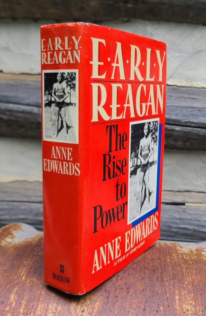 May include: A hardcover book titled "Early Reagan" by Anne Edwards. The cover is red with white lettering and a black and white photo of a person. The book's title is prominently displayed.