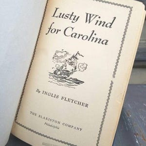 Lusty Wind for Carolina/Fletcher/North Carolina Books/Historical Fiction/Carolina Series/1700s Early America/Romance Novels/Vintage/Pirates