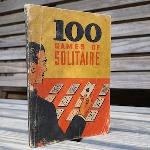 1939 100 jeux de solitaire/années 30/30/vintage/livres/accessoires/jeux de cartes/divertissement/jeux de cartes/instructions/amusant/classique/bibliothèque/homme des cavernes