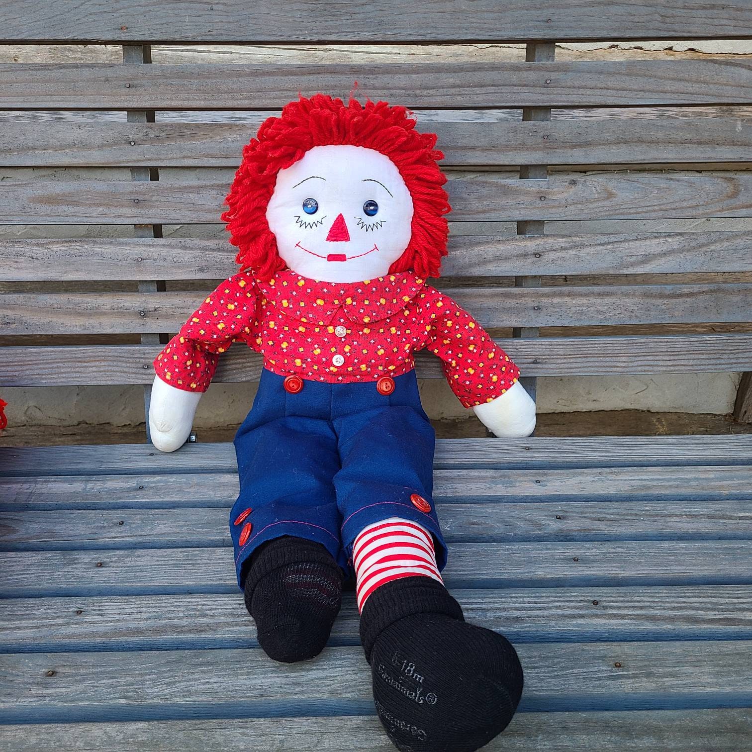 Large Raggedy Andy Doll/Vintage Rag Dolls/Embroidered | Etsy