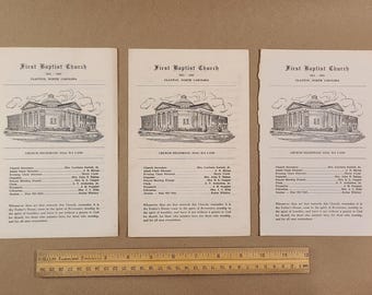 1963- First Baptist Church 1811-1963, Clayton, North Carolina Church Directory- 2 copies, plus extra front page- religious 1960s vintage