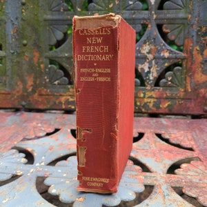 Vintage French English Dictionary/English French/Cassell&#39;s/1930/1930s/Vintage/Dictionaries/Language/Hardcover/Funk Wagnalls/Books/Red/Old