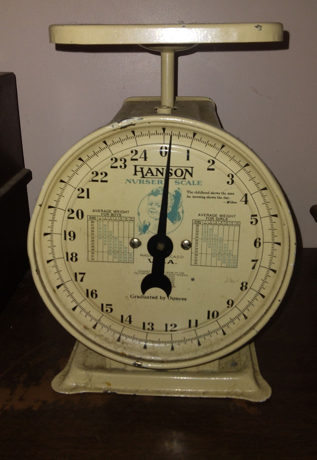 ヴィンテージ HANSON ハンソン社のベビー用体重計1930's 飾り物希少品 Vintage Nursery Baby Scale Made in U.S.A. Hanson Northbrook