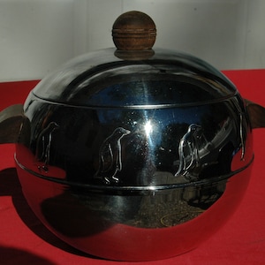 Vintage 1950s Penguin Hot and Cold Server / Ice Bucket by West Bend Aluminum Corporation. Iconic Post War Americana