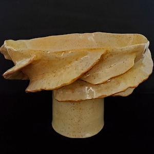 Handmade Ceramic Oval Pedestal Bowl