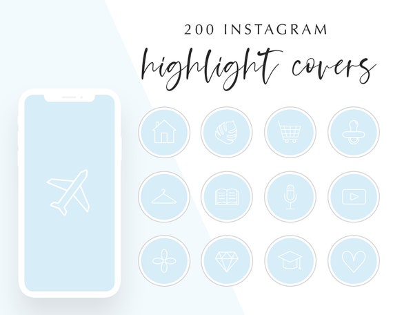 0 White And Baby Blue Instagram Story Highlight Icons White Etsy