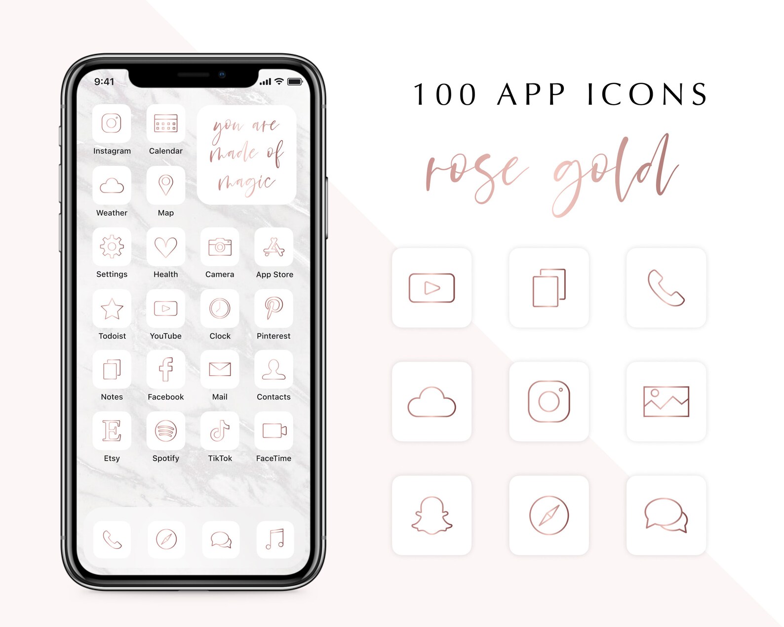 100 Rose Gold iOS 14 App Icons iOS 14 Rose Gold App Covers Etsy