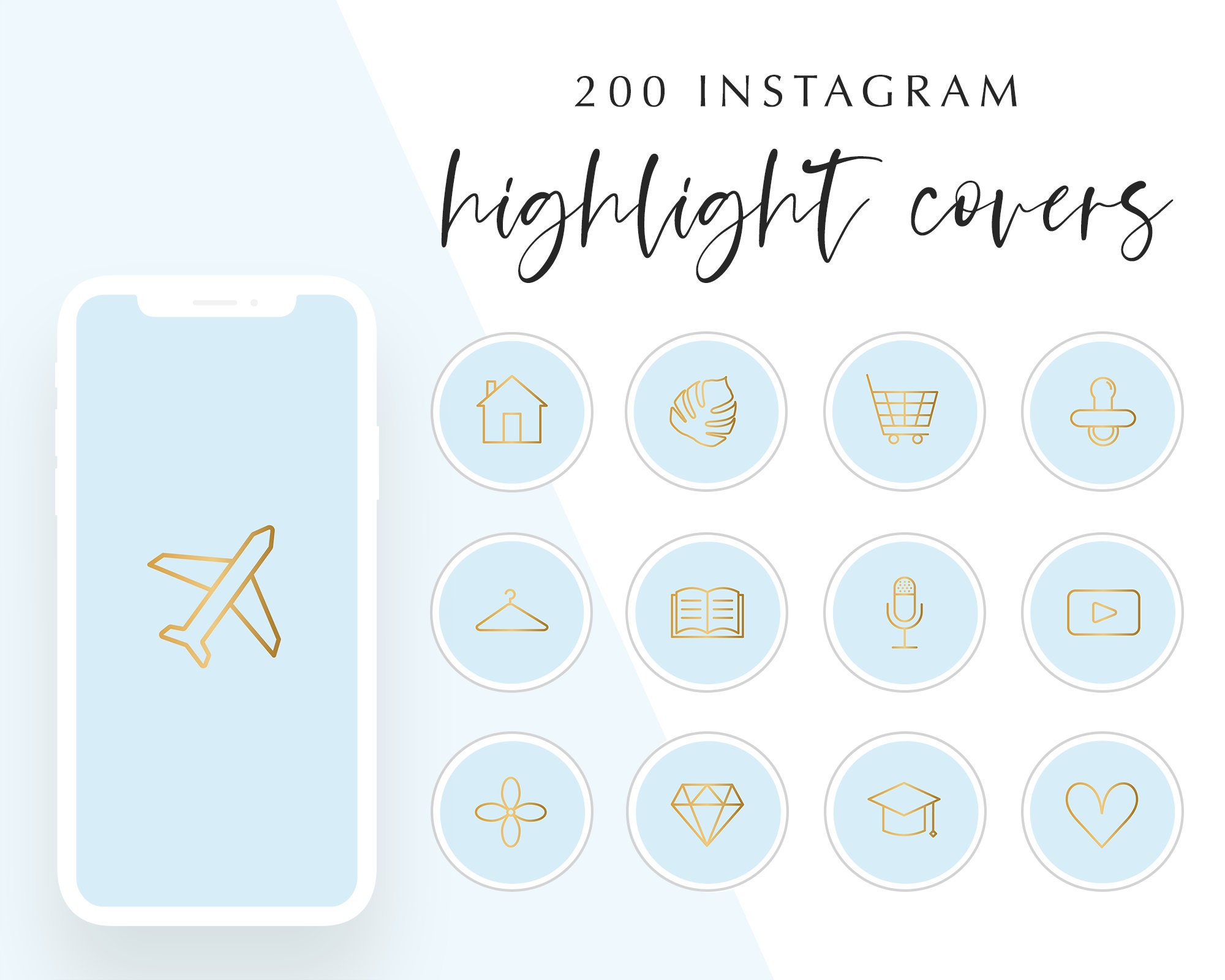 0 Gold And Baby Blue Instagram Story Highlight Icons Etsy 0 Gold And Baby Blue Instagram Story Highlight Icons Etsy