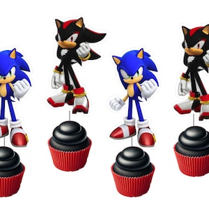 Sonic Cupcake Toppers, Sonic the Hedgehog Birthday Party Decor, Shadow Cake Topper, Sonic Party Supplies, Picks, Video Game Party