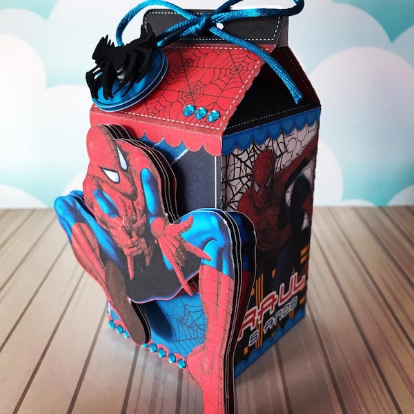 Spider Man Favor Box, Party Supplies, Spiderman Decor, Baby Shower, Digital Files, Bags, Cupcake, Cake Decoration, Invitation, No Way Home