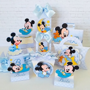 Baby Mickey Mouse Party Favors Boxes Personalized, 1st Birthday Boy Decoration, Boy Baby Shower, Party Supplies, Cake Decor Cupcake, Print