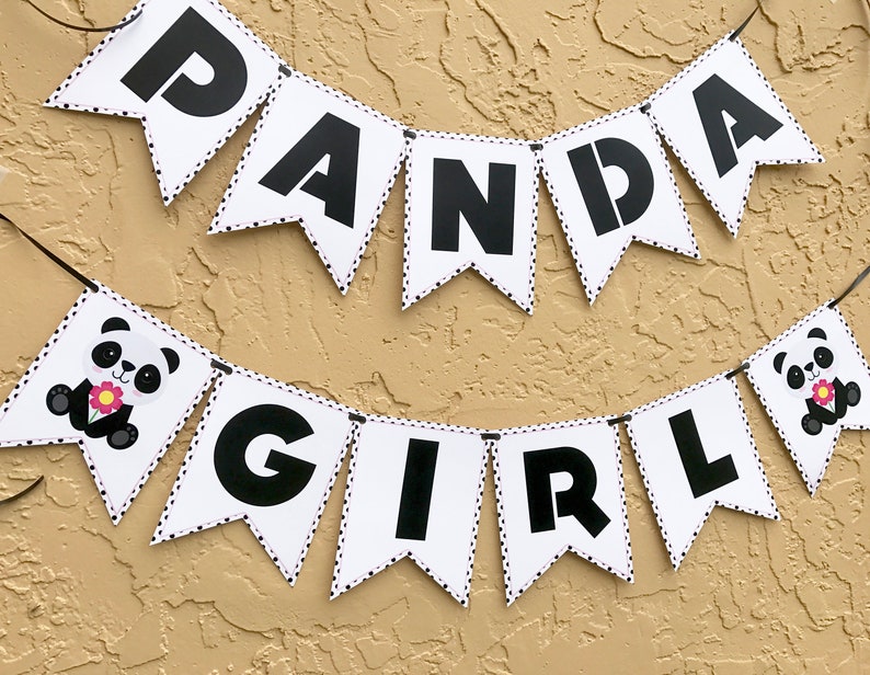 Panda Girl Banner Panda Birthday Party Panda It's a Etsy