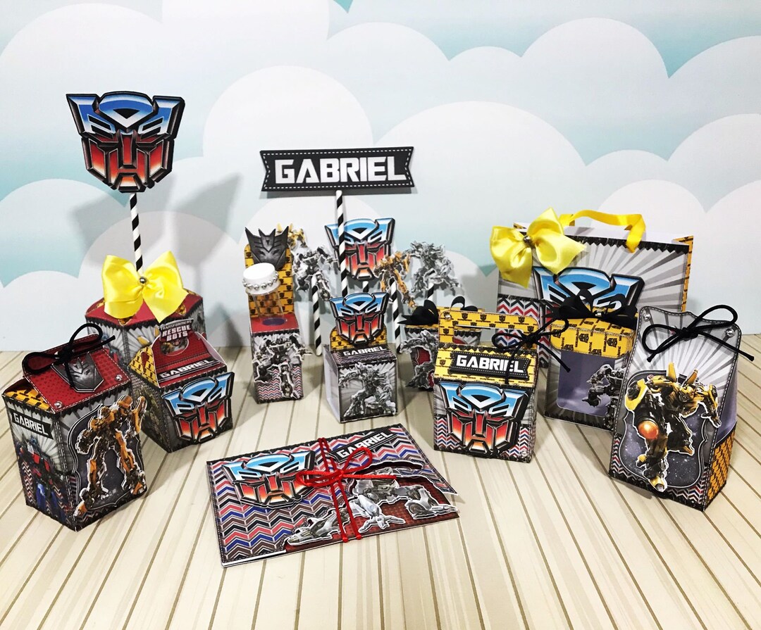 Transformers Party Favors Boxes, Bumblebee Supplies, Boy Birthday  Decoration, Baby Shower, Bags, Invites, Cupcake Toppers, Treats, Tags 