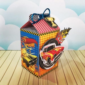 Hot Wheels Party Favors Boxes Personalized, Race Cars Birthday Decoration, Baby Shower, Party Supplies,Tags, Cupcake, Cake Toppers, Print