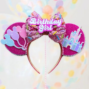 Birthday Girl Ears with Light Bow | Mouse Ear headband | Birthday headband