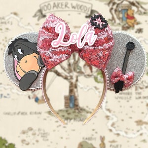 Eeyore Inspired Ears with Light Bow | Mouse Ear headband | Eeyore headband