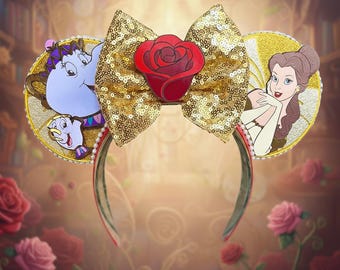 Belle and Mrs. Potts Mouse Ear Headband: Beauty and the Beast Inspired