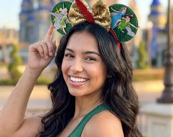 Peter Pan Mauseohren Haarband | Pailletten Schleife, Tinkerbell