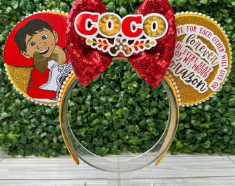 Hoofdband Miguel Mouse Ears: op kokosnoot geïnspireerd, gepersonaliseerde mariachi